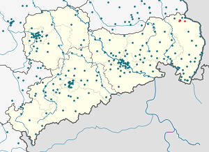 Kart over Weißwasser/O.L. med markører for hver supporter