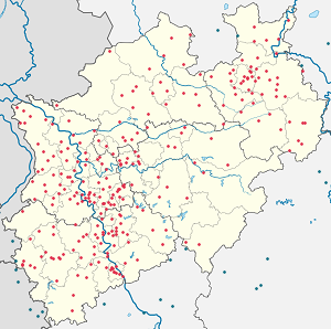 Karte von Nordrhein-Westfalen mit Markierungen für die einzelnen Unterstützenden