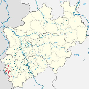 Kort over Städteregion Aachen med tags til hver supporter 