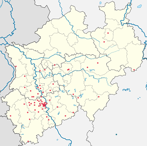 Karte von Nordrhein-Westfalen mit Markierungen für die einzelnen Unterstützenden