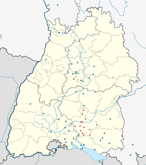 A(z) Sigmaringen járás térképe címkékkel minden támogató számára