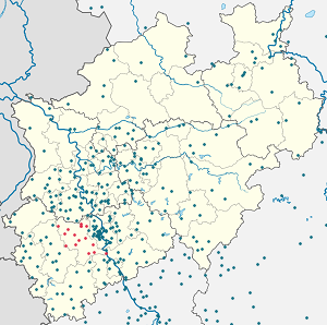 Rhein-Erft-Kreis kartta tunnisteilla jokaiselle kannattajalle