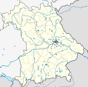 Kart over Regensburg med markører for hver supporter
