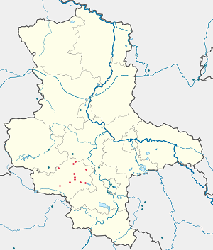 Harta lui Mansfeld-Südharz cu marcatori pentru fiecare suporter