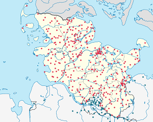 Karte von Schleswig-Holstein mit Markierungen für die einzelnen Unterstützenden
