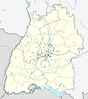 Mapa města Tübingen se značkami pro každého podporovatele 