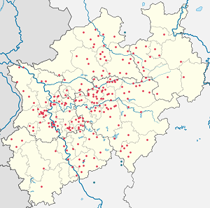 Karte von Nordrhein-Westfalen mit Markierungen für die einzelnen Unterstützenden