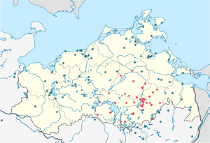 Mecklenburgische Seenplatte kartta tunnisteilla jokaiselle kannattajalle
