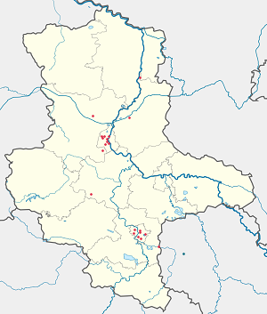 Mapa de Sajonia-Anhalt con etiquetas para cada partidario.