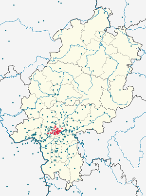 Harta lui Frankfurt pe Main cu marcatori pentru fiecare suporter