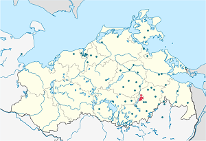 Karte von Neubrandenburg mit Markierungen für die einzelnen Unterstützenden